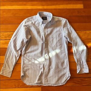 Drake’s Men's Blue Striped Oxford Shirt